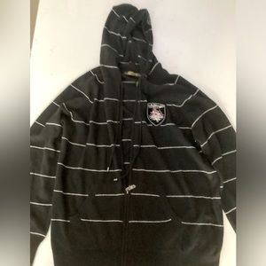 Men’s NWT Ed Hardy Black w/White Stripes Wool Blend Hooded Sweater Size XXL